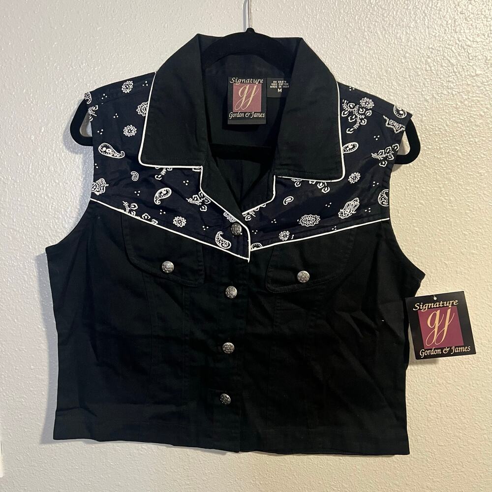 NWT Vintage Signature Gordon & James Western Print Button Up Tank Top Size M